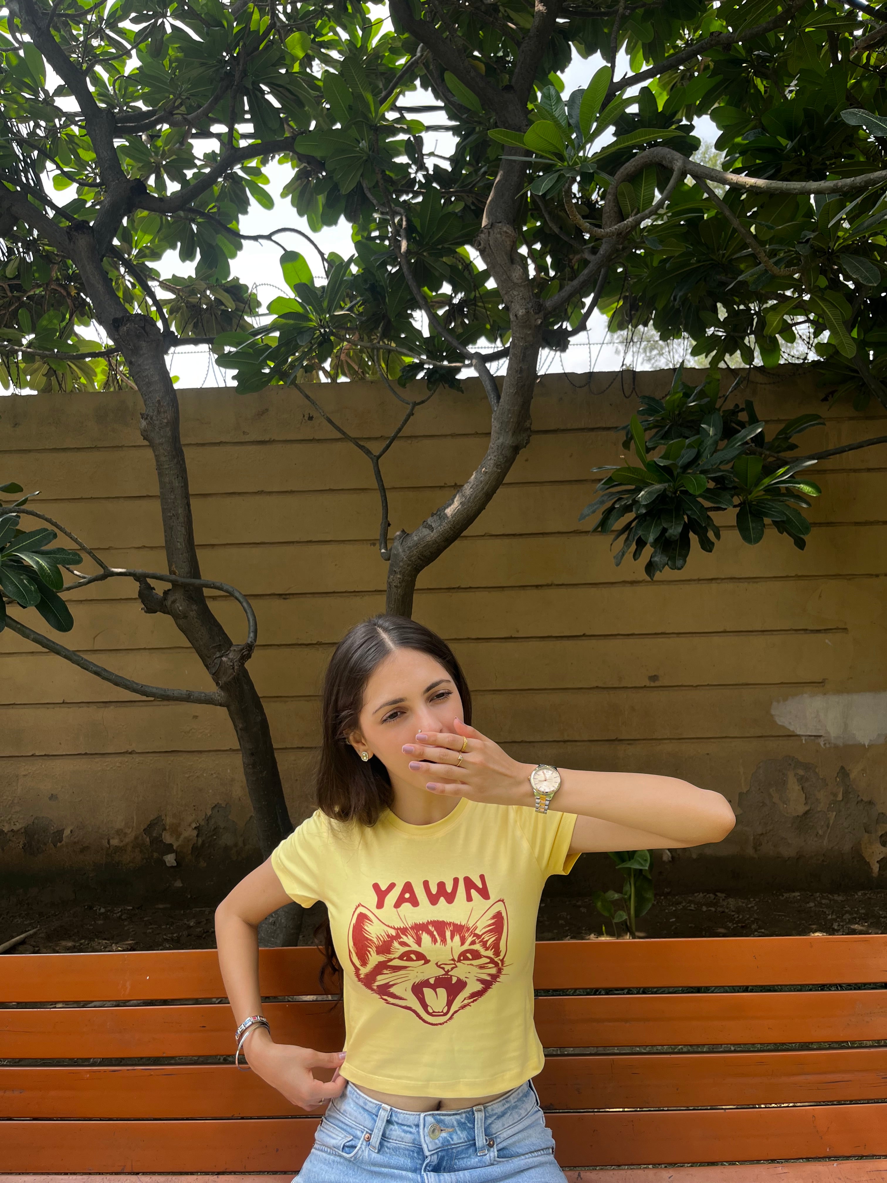 Yawn Butter yellow baby tee
