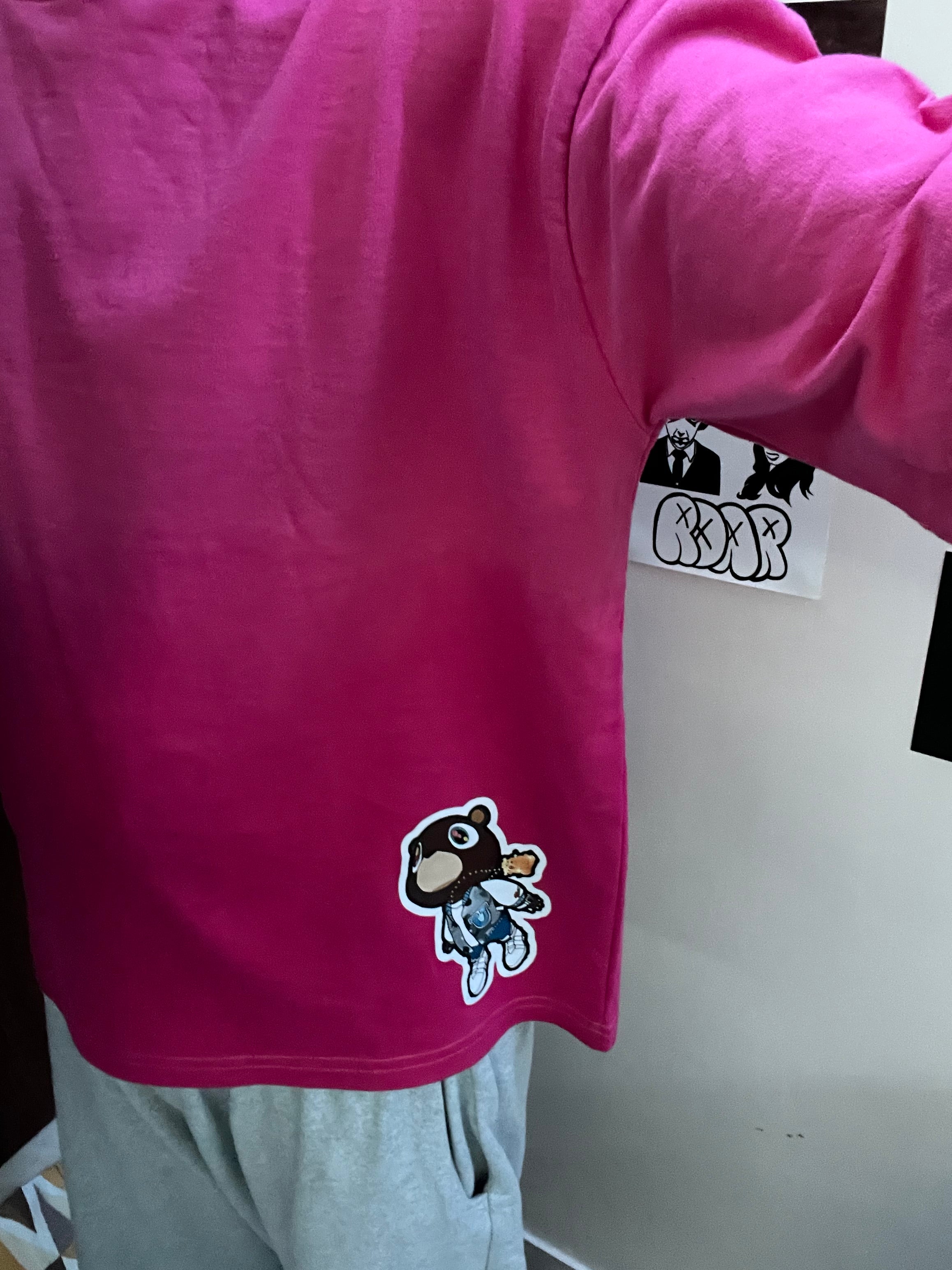 kanye graduation pink  ombre washed boxy fit