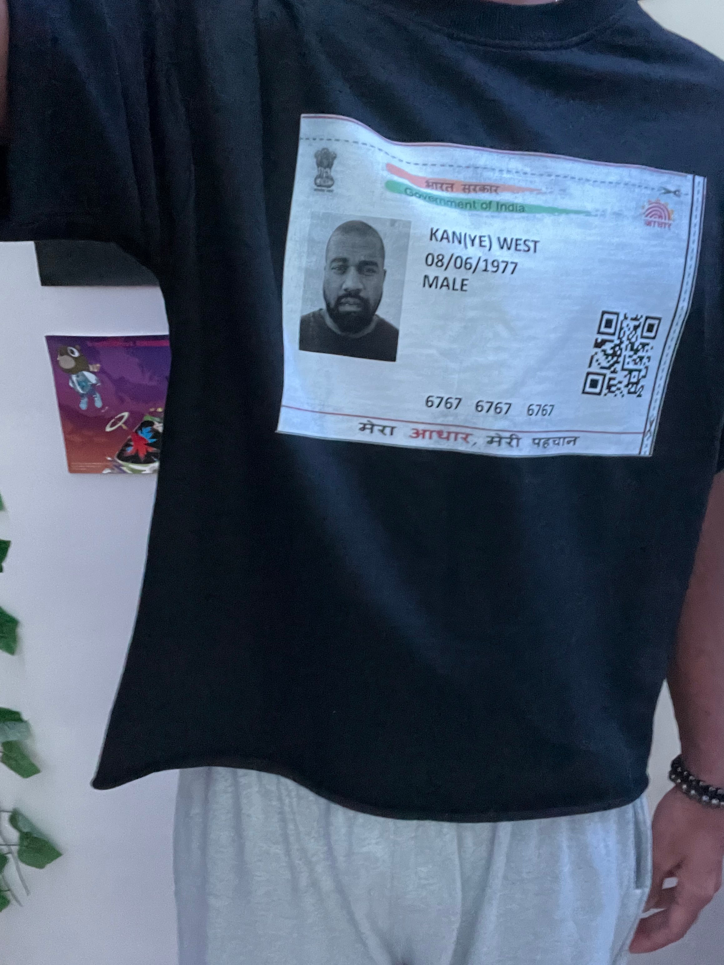 kan(ye) aadhar card CROPPED BOXY FIT TEE