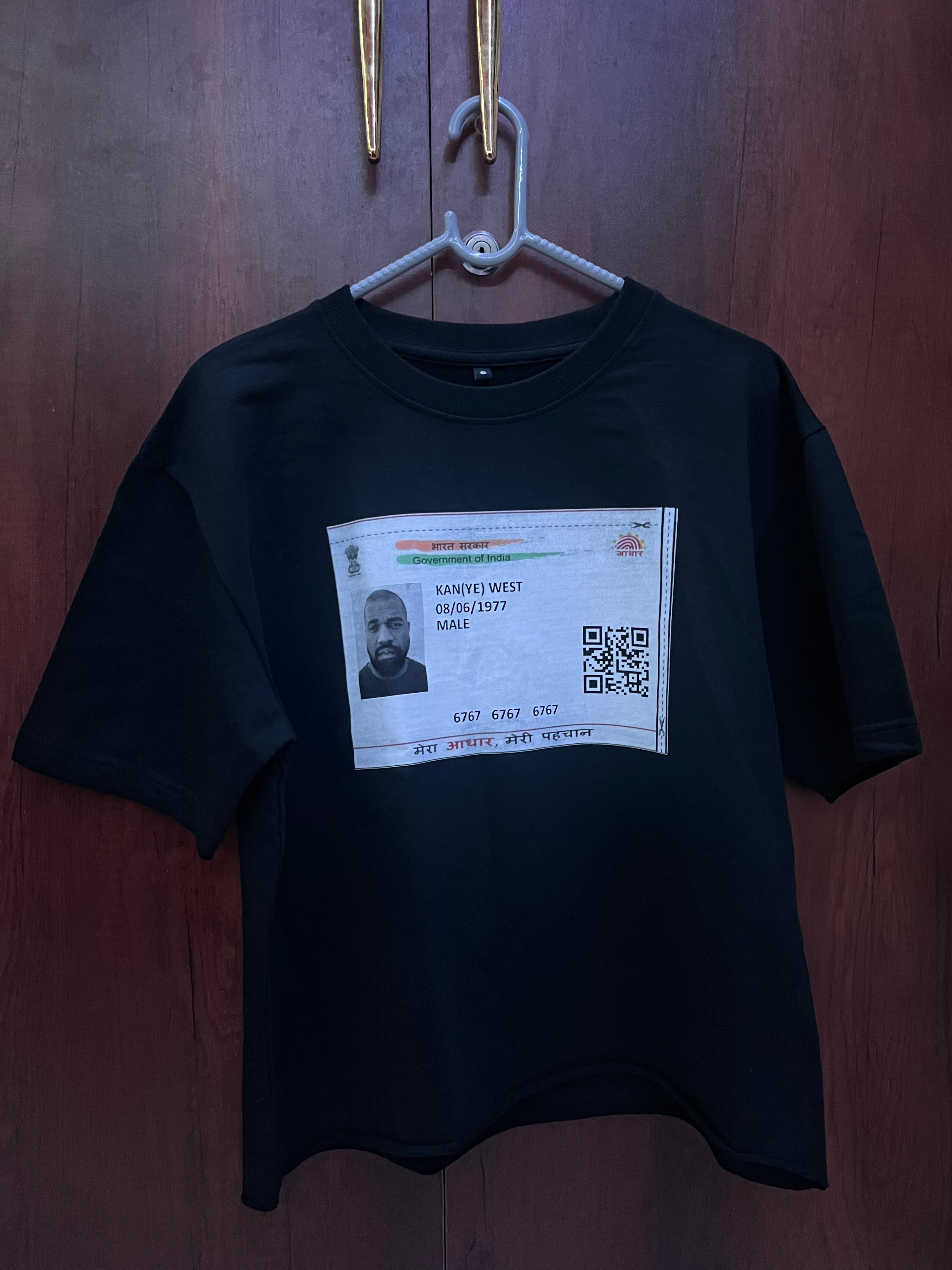 kan(ye) aadhar card CROPPED BOXY FIT TEE