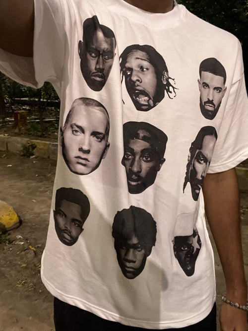 faces of the culture white oversized tee