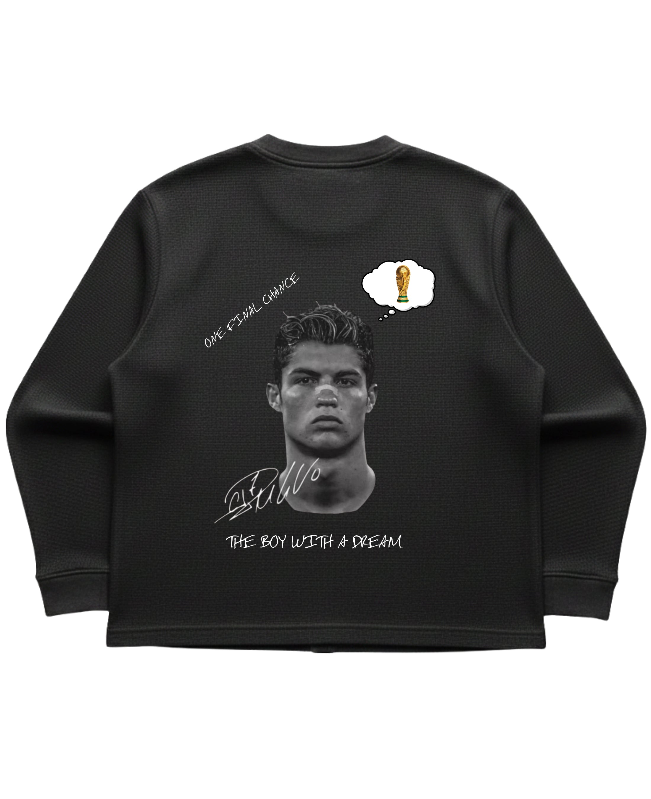 Black waffle knit oversized full-sleeve Back Design
