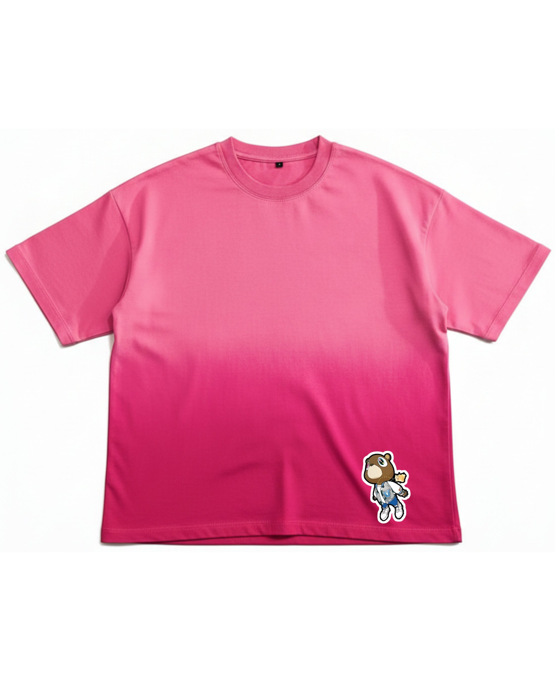 Pink Sunfade Ombré Wash Boxy Fit T-shirt Front Design